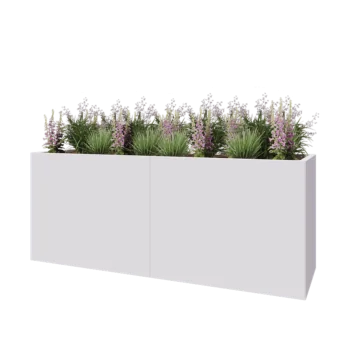 Kruka i stål XXL - Rektangel - 200 x 60 x 80 cm - RAL9010 matt (vit) - Utan bottenplatta