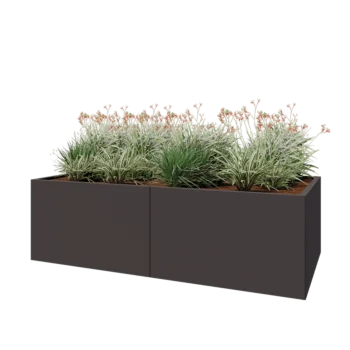 Kruka i stål XXL - Rektangel - 200 x 100 x 60 cm - RAL7016 matt (antracitgrå) - Utan bottenplatta