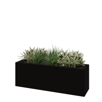 Kruka i polyester - Rektangel - 120 x 30 x 40 cm - RAL9005 matt (svart) - Med botten