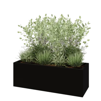 Kruka i polyester - Rektangel - 120 x 40 x 40 cm - RAL9005 matt (svart) - Med botten