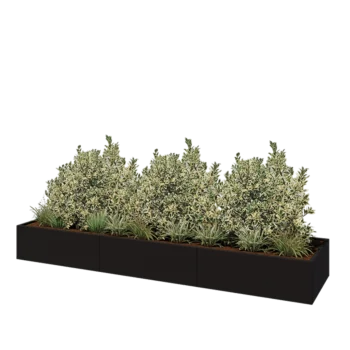 Kruka i stål XXL - Rektangel - 360 x 80 x 40 cm - RAL9005 matt (svart) - Utan bottenplatta