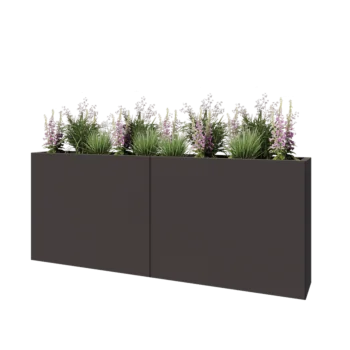 Kruka i stål XXL - Rektangel - 200 x 30 x 80 cm - RAL7016 matt (antracitgrå) - Utan bottenplatta