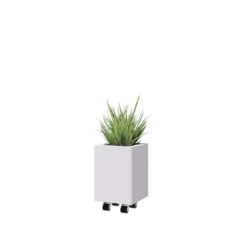 Kruka i stål - Fyrkant - 30 x 30 x 40 cm - RAL9010 matt (vit) - Med bottenplatta - Med hjul