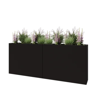 Kruka i stål XXL - Rektangel - 200 x 30 x 80 cm - RAL9005 matt (svart) - Utan bottenplatta