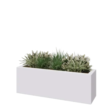 Kruka i polyester - Rektangel - 120 x 30 x 40 cm - RAL9010 matt (vit) - Med botten