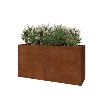Kruka i cortenstål XXL - Rektangel - 160 x 50 x 80 cm - Med bottenplatta