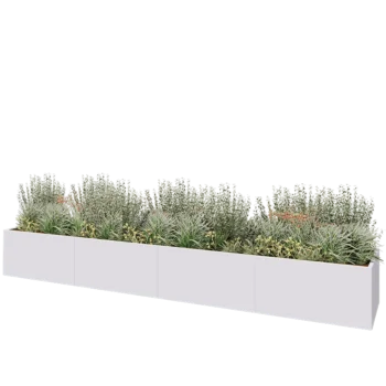 Kruka i stål XXL - Rektangel - 480 x 80 x 60 cm - RAL9010 matt (vit) - Utan bottenplatta