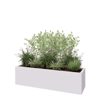 Kruka i polyester - Rektangel - 150 x 40 x 40 cm - RAL9010 matt (vit) - Med botten