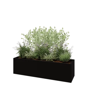 Kruka i polyester - Rektangel - 150 x 40 x 40 cm - RAL9005 matt (svart) - Med botten