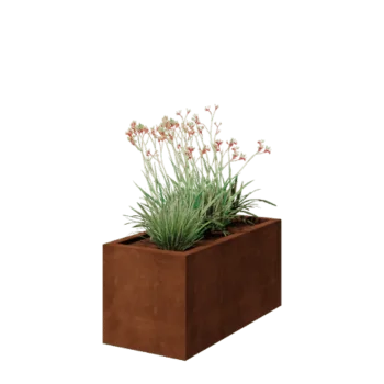 Kruka i cortenstål - Rektangel - 100 x 50 x 50 cm - Svetsad - Med bottenplatta