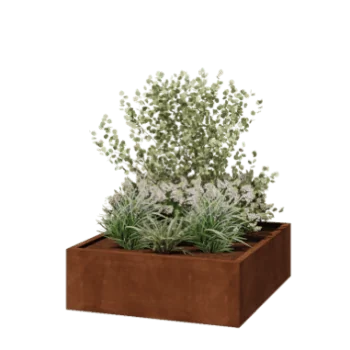 Kruka i cortenstål - Fyrkant - 120 x 120 x 40 cm - Svetsad - Utan bottenplatta