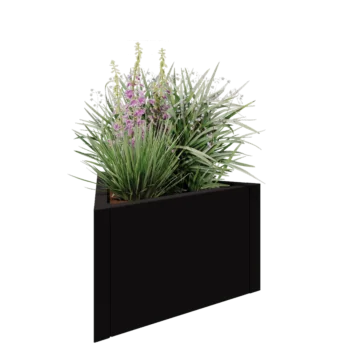 Kruka i stål - Triangel liksidig - 70,6 x 61 x 40 cm - RAL9005 matt (svart) - Utan bottenplatta