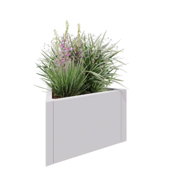 Kruka i stål - Triangel liksidig - 70,6 x 61 x 40 cm - RAL9010 matt (vit) - Utan bottenplatta