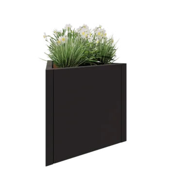 Kruka i stål - Triangel liksidig - 70,6 x 61 x 60 cm - RAL7016 matt (antracitgrå) - Utan bottenplatta