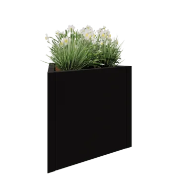 Kruka i stål - Triangel liksidig - 70,6 x 61 x 60 cm - RAL9005 matt (svart) - Utan bottenplatta