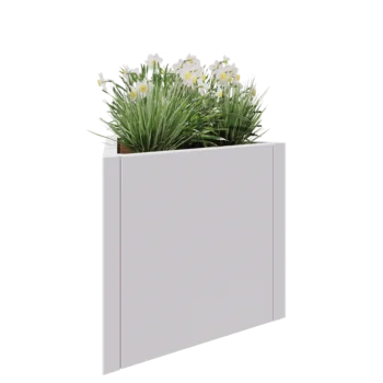 Kruka i stål - Triangel liksidig - 70,6 x 61 x 60 cm - RAL9010 matt (vit) - Utan bottenplatta