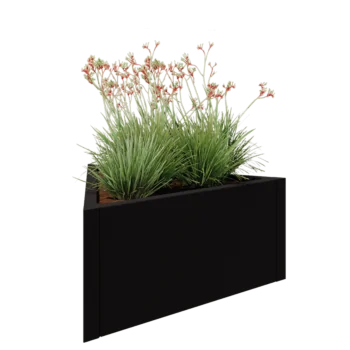 Kruka i stål - Triangel liksidig - 90,6 x 78,3 x 40 cm - RAL9005 matt (svart) - Utan bottenplatta