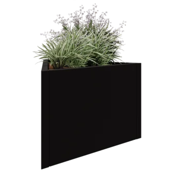 Kruka i stål - Triangel liksidig - 90,6 x 78,3 x 60 cm - RAL9005 matt (svart) - Utan bottenplatta