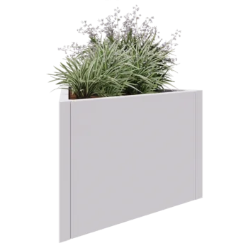 Kruka i stål - Triangel liksidig - 90,6 x 78,3 x 60 cm - RAL9010 matt (vit) - Utan bottenplatta