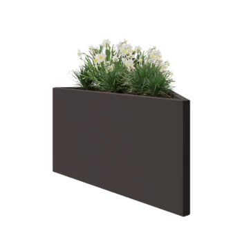 Kruka i stål - Triangel oliksidig - 112,2 x 60,5 x 60 cm - RAL7016 matt (antracitgrå) - Utan bottenplatta