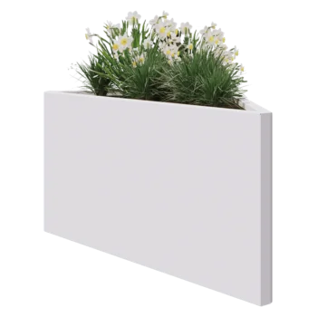 Kruka i stål - Triangel oliksidig - 112,2 x 60,5 x 60 cm - RAL9010 matt (vit) - Utan bottenplatta