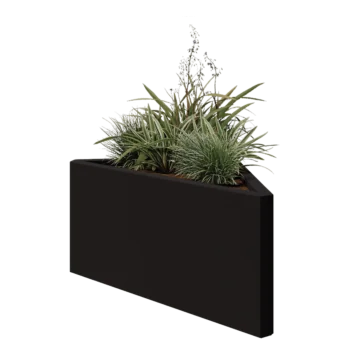Kruka i stål - Triangel oliksidig - 83,9 x 46,4 x 40 cm - RAL9005 matt (svart) - Utan bottenplatta