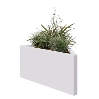 Kruka i stål - Triangel oliksidig - 83,9 x 46,4 x 40 cm - RAL9010 matt (vit) - Utan bottenplatta