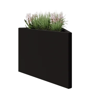 Kruka i stål - Triangel oliksidig - 83,9 x 46,4 x 60 cm - RAL9005 matt (svart) - Utan bottenplatta