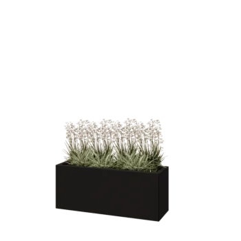 Kruka i stål - Rektangel - 100 x 30 x 40 cm - RAL9005 matt (svart) - Med bottenplatta