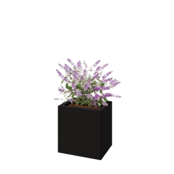 Kruka i stål - Rektangel - 40 x 30 x 40 cm - RAL9005 matt (svart) - Med bottenplatta