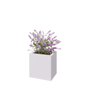 Kruka i stål - Rektangel - 40 x 30 x 40 cm - RAL9010 matt (vit) - Med bottenplatta