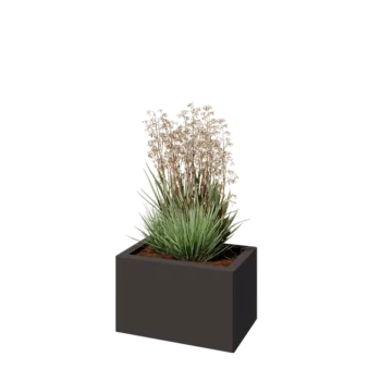 Kruka i stål - Rektangel - 50 x 30 x 30 cm - RAL7016 matt (antracitgrå) - Med bottenplatta