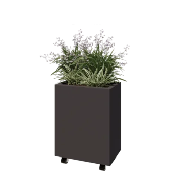 Kruka i stål - Rektangel - 50 x 30 x 60 cm - Annan RAL-färg - Med bottenplatta - Med hjul