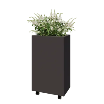 Kruka i stål - Rektangel - 50 x 30 x 80 cm - Annan RAL-färg - Med bottenplatta - Med hjul