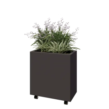 Kruka i stål - Rektangel - 60 x 30 x 60 cm - Annan RAL-färg - Med bottenplatta - Med hjul