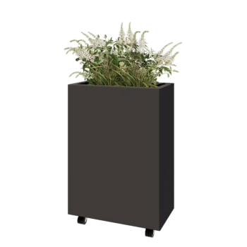 Kruka i stål - Rektangel - 60 x 30 x 80 cm - Annan RAL-färg - Med bottenplatta - Med hjul