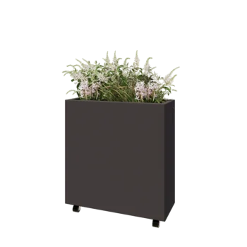 Kruka i stål - Rektangel - 80 x 30 x 80 cm - Annan RAL-färg - Med bottenplatta - Med hjul