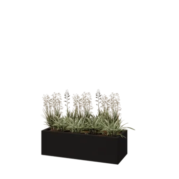 Kruka i stål - Rektangel - 100 x 40 x 30 cm - RAL9005 matt (svart) - Utan bottenplatta