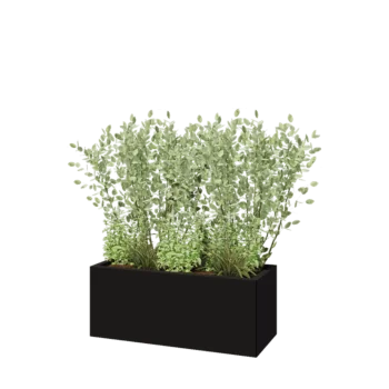 Kruka i stål - Rektangel - 100 x 40 x 40 cm - RAL9005 matt (svart) - Med bottenplatta