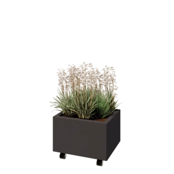 Kruka i stål - Rektangel - 50 x 40 x 30 cm - Annan RAL-färg - Med bottenplatta - Med hjul