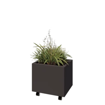 Kruka i stål - Rektangel - 50 x 40 x 40 cm - Annan RAL-färg - Med bottenplatta - Med hjul
