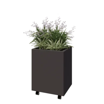 Kruka i stål - Rektangel - 50 x 40 x 60 cm - Annan RAL-färg - Med bottenplatta - Med hjul