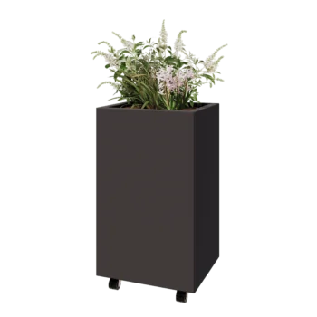 Kruka i stål - Rektangel - 50 x 40 x 80 cm - Annan RAL-färg - Med bottenplatta - Med hjul