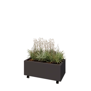 Kruka i stål - Rektangel - 80 x 40 x 30 cm - Annan RAL-färg - Med bottenplatta - Med hjul