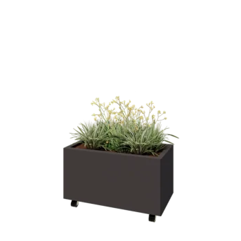 Kruka i stål - Rektangel - 80 x 40 x 40 cm - Annan RAL-färg - Med bottenplatta - Med hjul