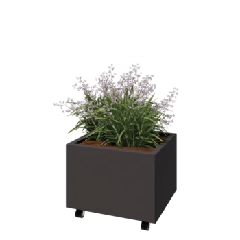 Kruka i stål - Rektangel - 60 x 50 x 40 cm - Annan RAL-färg - Med bottenplatta - Med hjul
