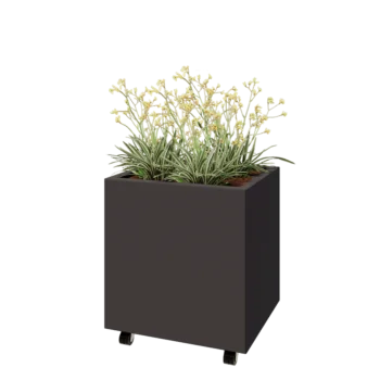 Kruka i stål - Rektangel - 60 x 50 x 60 cm - Annan RAL-färg - Med bottenplatta - Med hjul