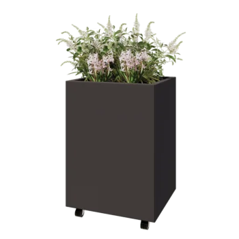 Kruka i stål - Rektangel - 60 x 50 x 80 cm - Annan RAL-färg - Med bottenplatta - Med hjul