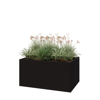 Kruka i stål - Rektangel - 120 x 80 x 60 cm - RAL9005 matt (svart) - Med bottenplatta