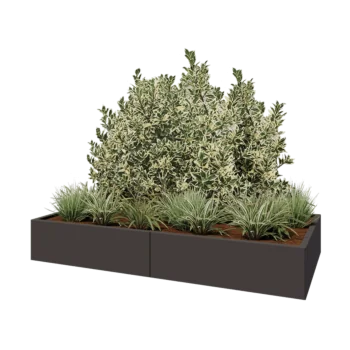 Kruka i stål XXL - Rektangel - 200 x 100 x 30 cm - Annan RAL-färg - Med bottenplatta